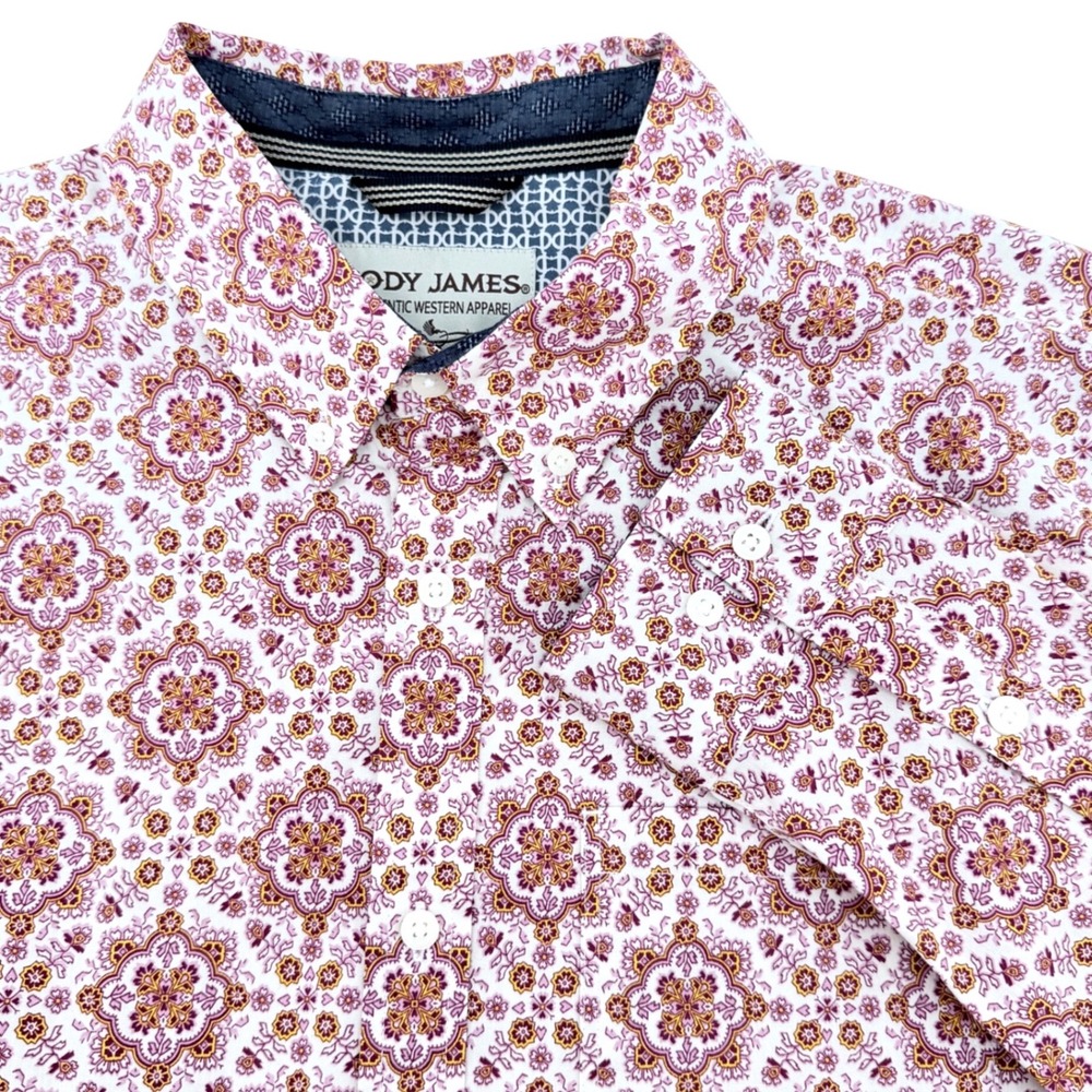 Cody James Button Down Shirt Mens Large Burgundy Medallion Western New w/o Tags